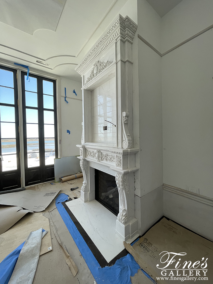 Marble Fireplaces  - Classic Overmantel In Statuary White Marble - MFP-1820